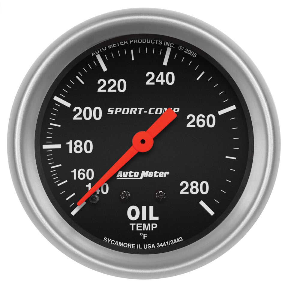 2 5/8 Oil Temperature Gauge, 140-280 Deg, Mechanical