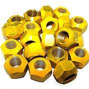 5/8-11 Coarse Double Sided Lug Nut, Steel Yellow Teflon, 20 Qty