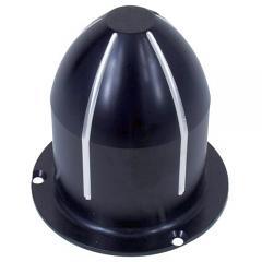 Front Dust Cap, Bullet Style Black Finish with Grooves